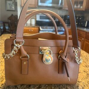 Michael Kors Brown Leather Satchel with Gold Accents